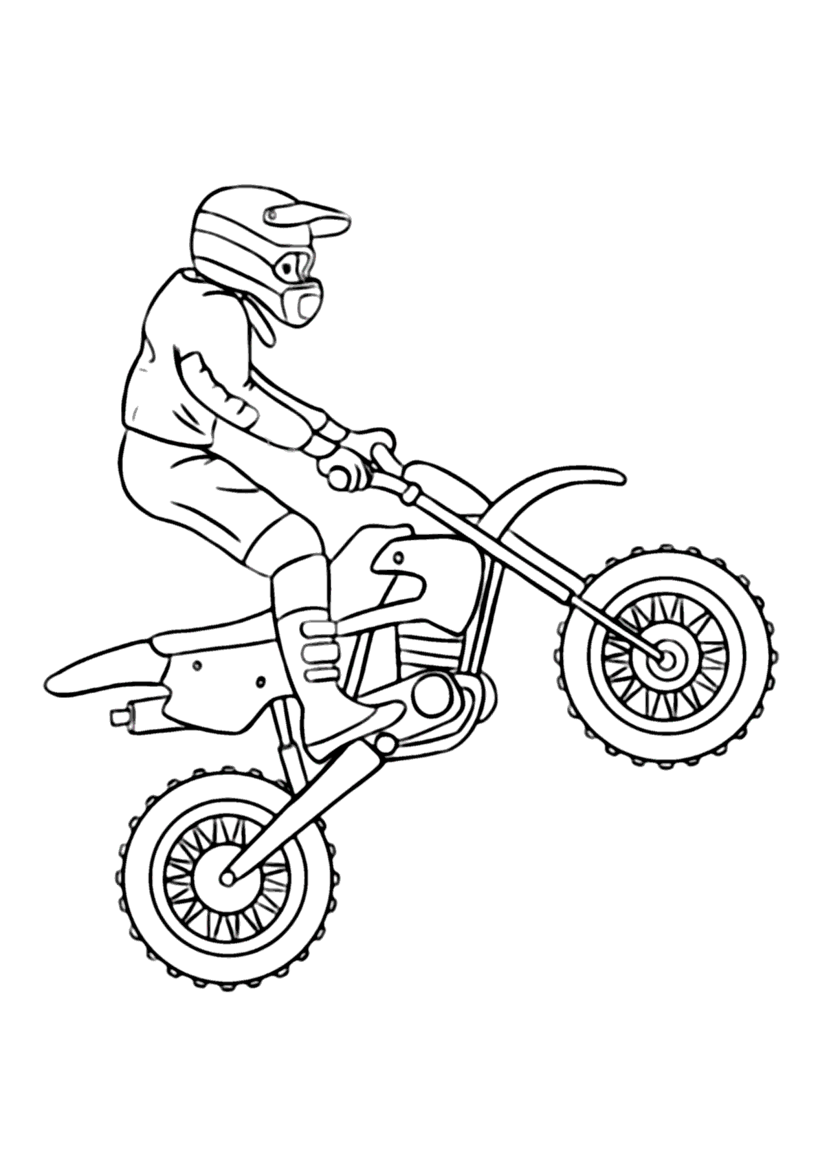 Motocross empinando para colorir - Imprimir Desenhos